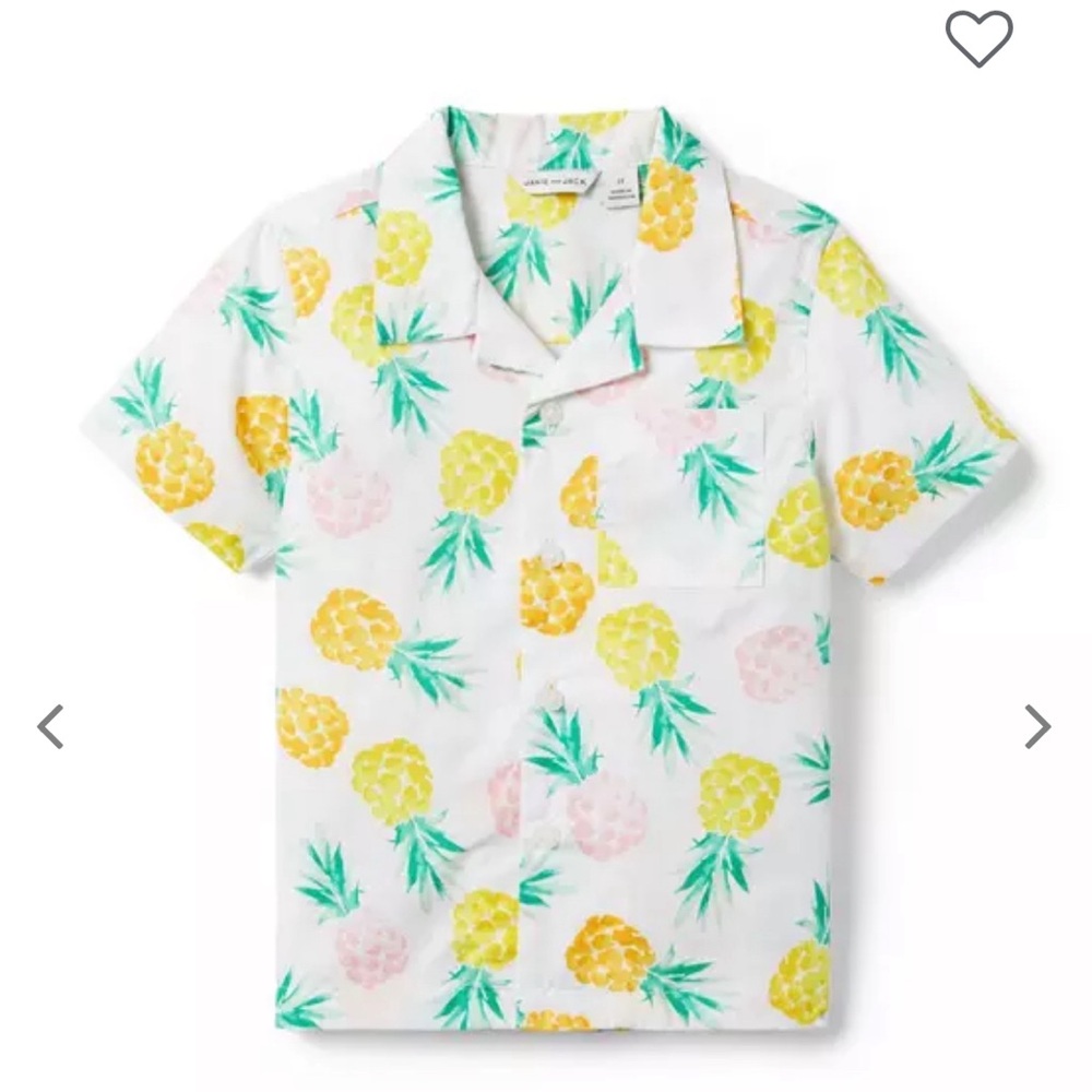 JANIE & JACK PINEAPPLE CABANA POPLIN SHIRT